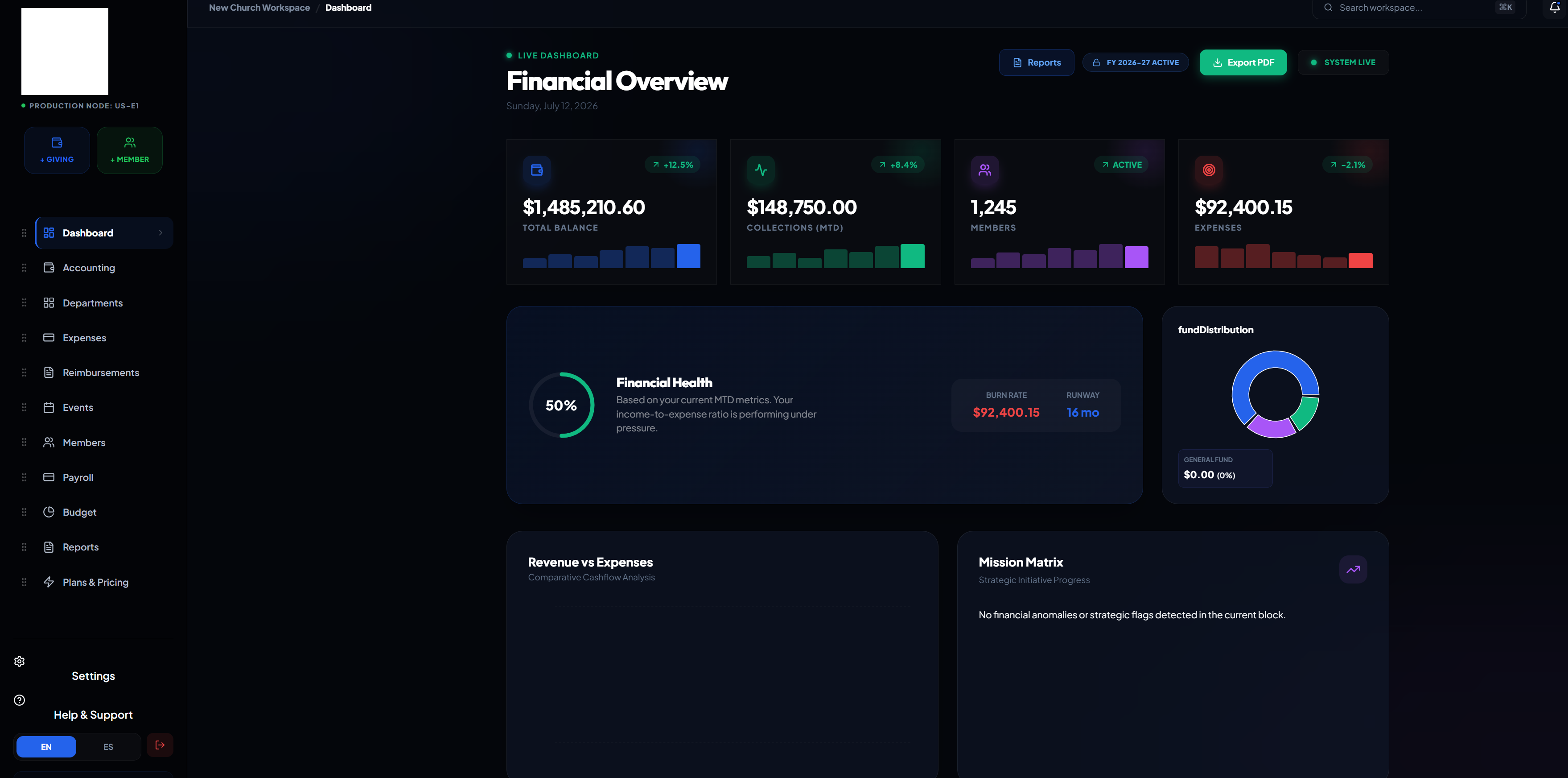 Storehouse Finance Dashboard Preview